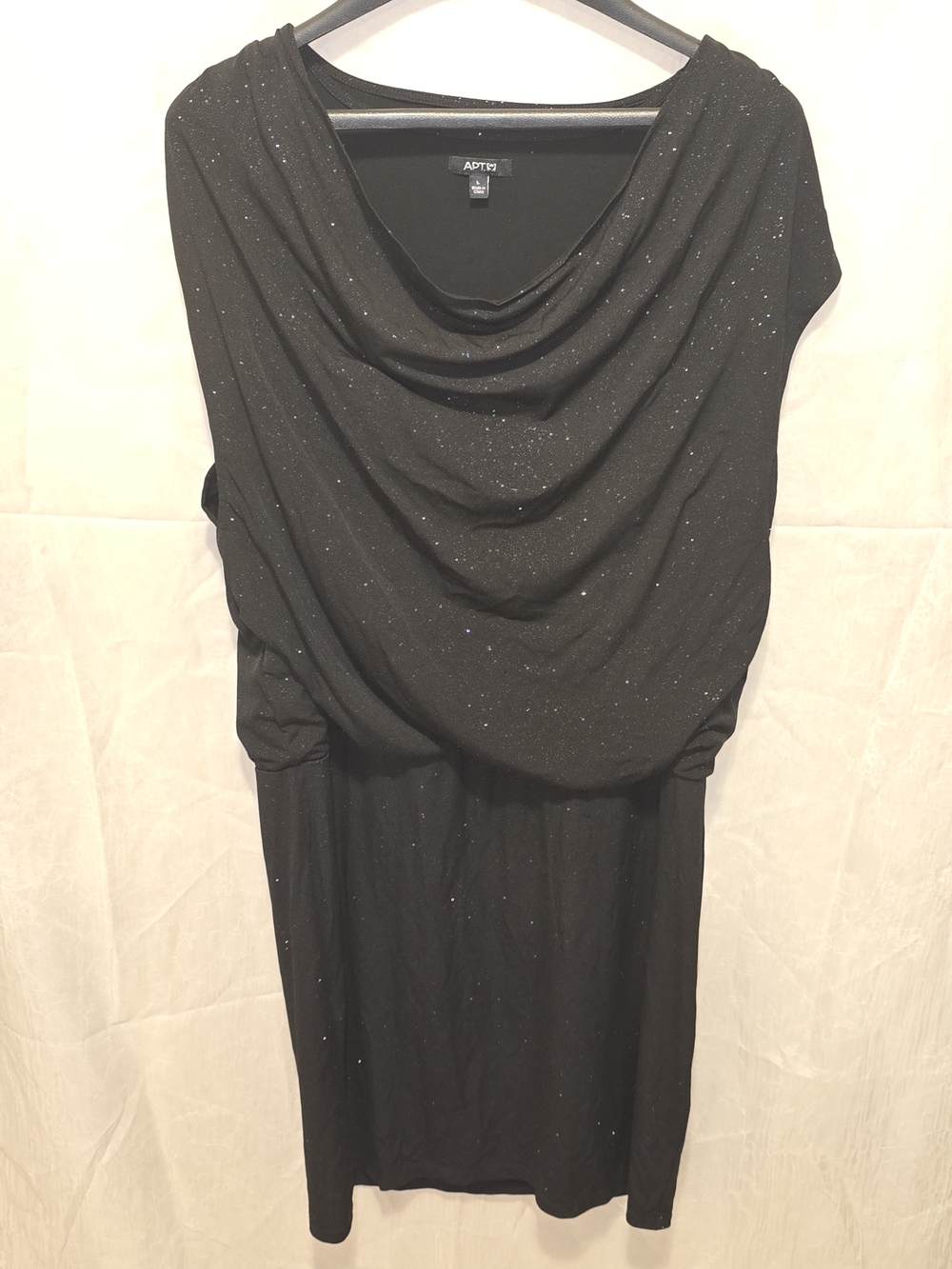 Apt. 9 Black Sparkle Draped Cowl Midi Dress